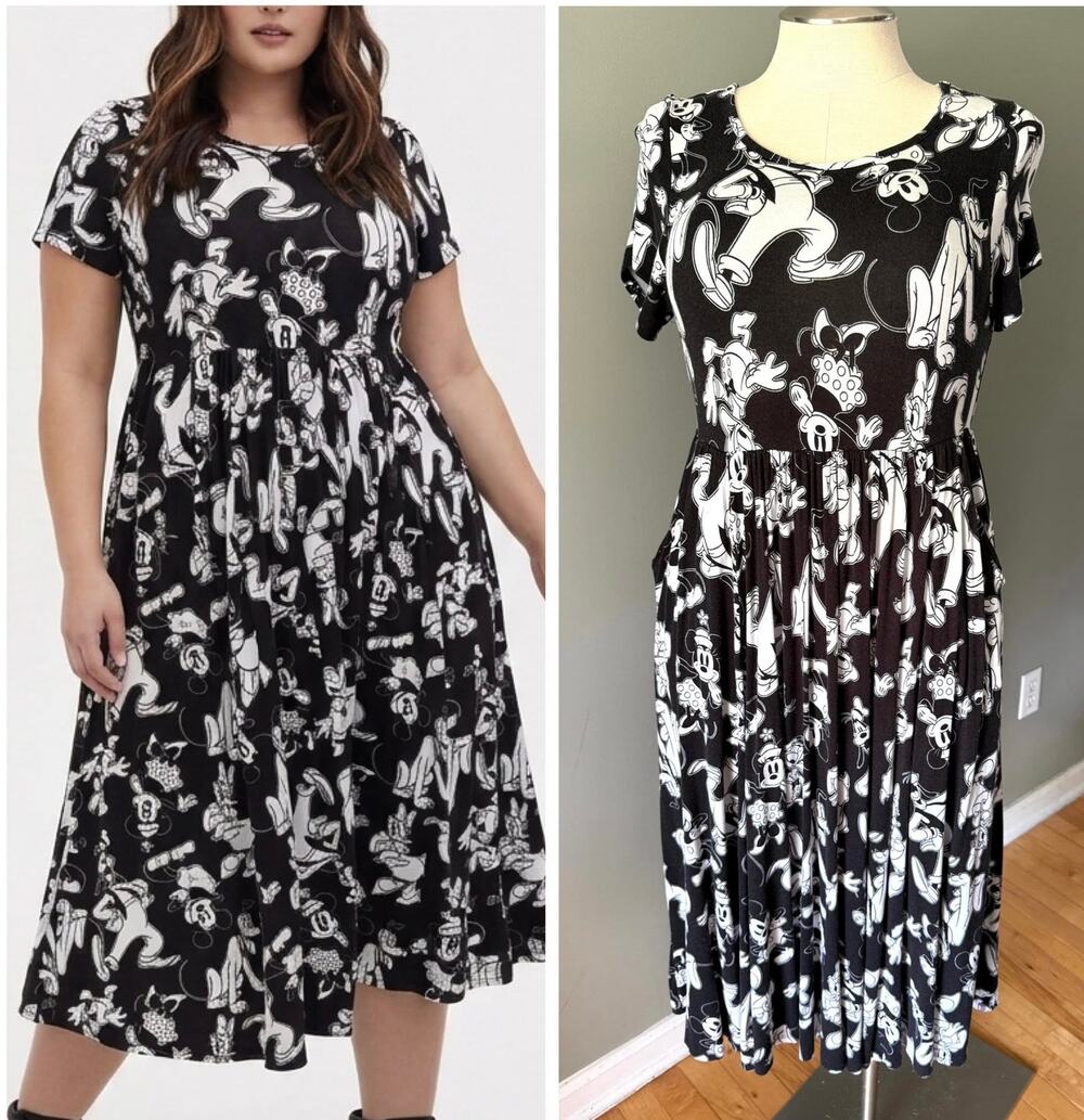 Torrid 0 (size 12) Disney Mickey and Friends Super Soft Midi Dress w/Pockets